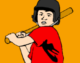Coloring page Little boy batter painted byjoey