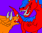Coloring page Dinosaur fight painted bynicoo