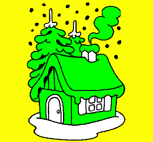 Coloring page House in snow painted bymattiav