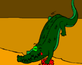 Coloring page Alligator entering water painted byFernando Ramirez