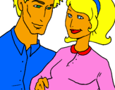 Coloring page Father and mother painted bymoni