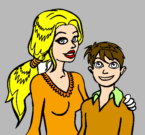 Coloring page Mother and son  painted byMarga