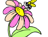 Coloring page Daisy with bee painted byanonymous