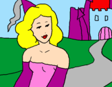 Coloring page Princess and castle painted byJOHANNA