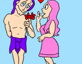 Coloring page Mayan youths in love painted byjasoom