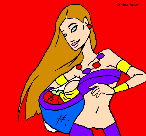 Coloring page Young Itza woman painted byarlene