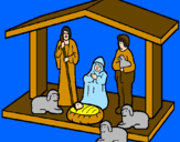 Coloring page Christmas nativity painted byAlexandra