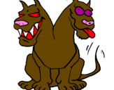 Coloring page Two-headed dog painted byAaron