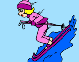 Coloring page Female skier painted bymemooo