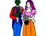 Coloring page The bride and groom III painted byFelix