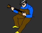 Coloring page Guitarist wearing hat painted bypatu