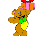 Coloring page Teddy bear with present painted byvvolverine