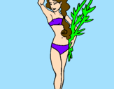 Coloring page Roman woman in bathing suit painted byariana ochoa