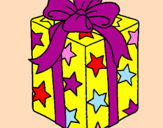 Coloring page Present wrapped in starry paper painted byzakhia hussain