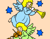 Coloring page Musical angels painted byMarga