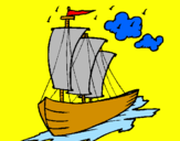 Coloring page Sailing boat painted byw.yair