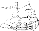 Coloring page 17th century sailing boat painted bybrad