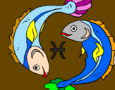 Coloring page Pisces painted byanna