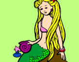 Coloring page Mermaid with snail painted bybianca 