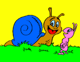 Coloring page Snail and ant painted byadi
