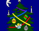 Coloring page Christmas tree and moon painted byandy20