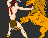 Coloring page Gladiator versus a lion painted byRoberto