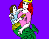 Coloring page Mother mermaid painted bylana