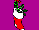Coloring page Stocking with sweets painted byclaire