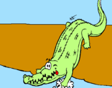 Coloring page Alligator entering water painted byhanaeel