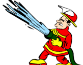 Coloring page Firefighter with fire hose painted bychofitas