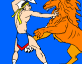 Coloring page Gladiator versus a lion painted bypablo 3e