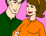 Coloring page Father and mother painted byluciana