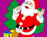 Coloring page Santa Claus and a Christmas tree painted byclaudia sofia