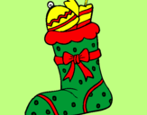 Coloring page Stocking with presents II painted bymichele