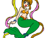 Coloring page Mermaid with pearls painted byHannah