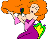 Coloring page Princess brushing her hair painted bytintin