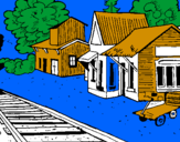 Coloring page Train station painted byJOSH