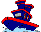 Coloring page Boat at sea painted byboat