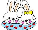 Coloring page Rabbits in love painted bykrismay