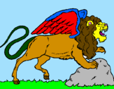 Coloring page Winged lion painted bystorm