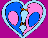 Coloring page Birds in love painted bysara