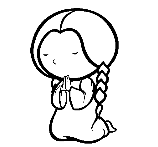 Coloring page Little girl praying painted byyuan