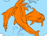 Coloring page Dolphins playing painted bybarbie
