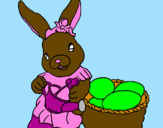 Coloring page Easter bunny with watering can painted byalex