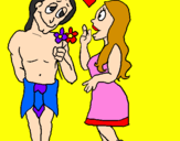 Coloring page Mayan youths in love painted byanoona