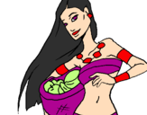 Coloring page Young Itza woman painted bychico