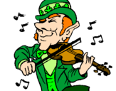 Coloring page Leprechaun playing the violin painted byMICAH