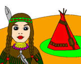 Coloring page Indian and teepee painted byevie