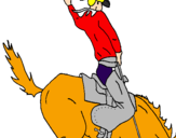Coloring page Cowboy on horseback painted bypepe