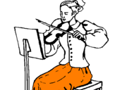 Coloring page Female violinist painted byjahgfv